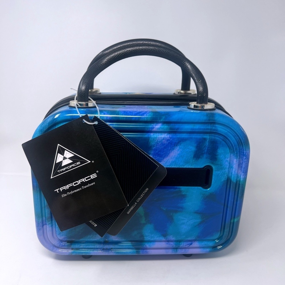 Triforce Hardside Beauty Case w/ Removable Interior Blue Watercolor NWT W/strap